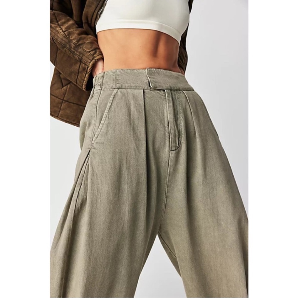 Free People Cool Harbor Wide Leg Denim Pants In Serpent - Picture 5 of 15